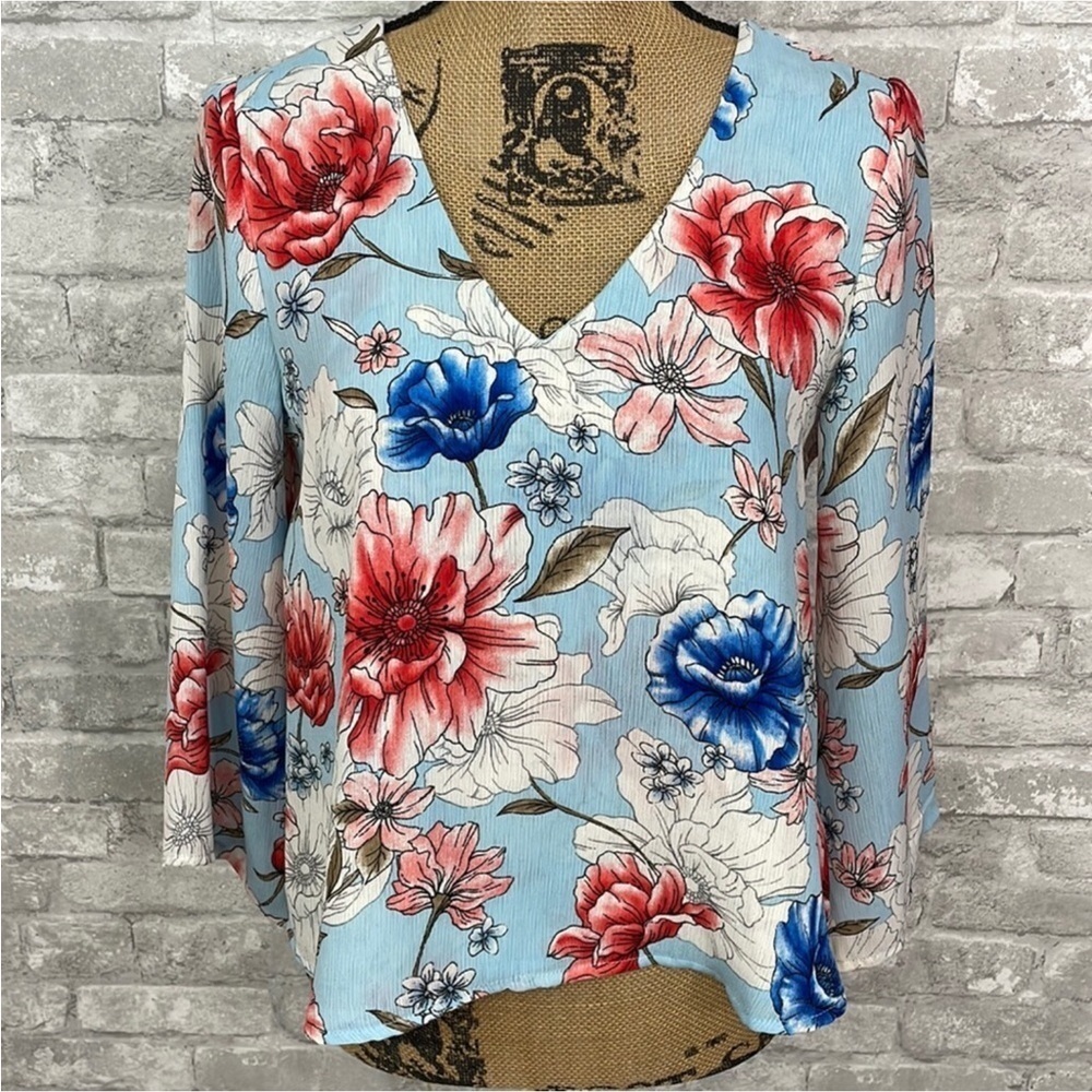 Lush Floral Lace Up Open Back Top